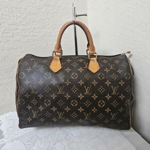 Louis Vuitton Monogram Brown Speedy 35 Handbag Satchel AUTHENTIC